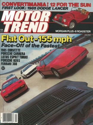 MOTOR TREND 1984 JULY - TOP SPEEDS, PLUS-8, 15th T/A